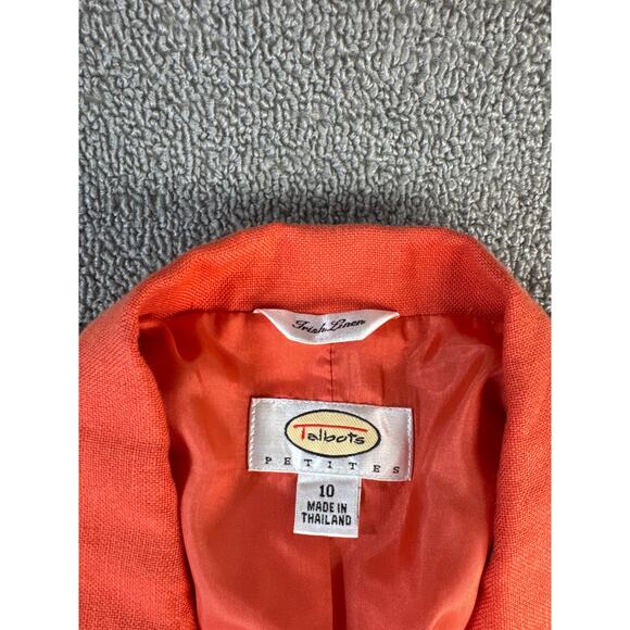 Talbots Petitie 100% Linen Blazer Career Orange Size 10 Petite - Picture 3 of 9